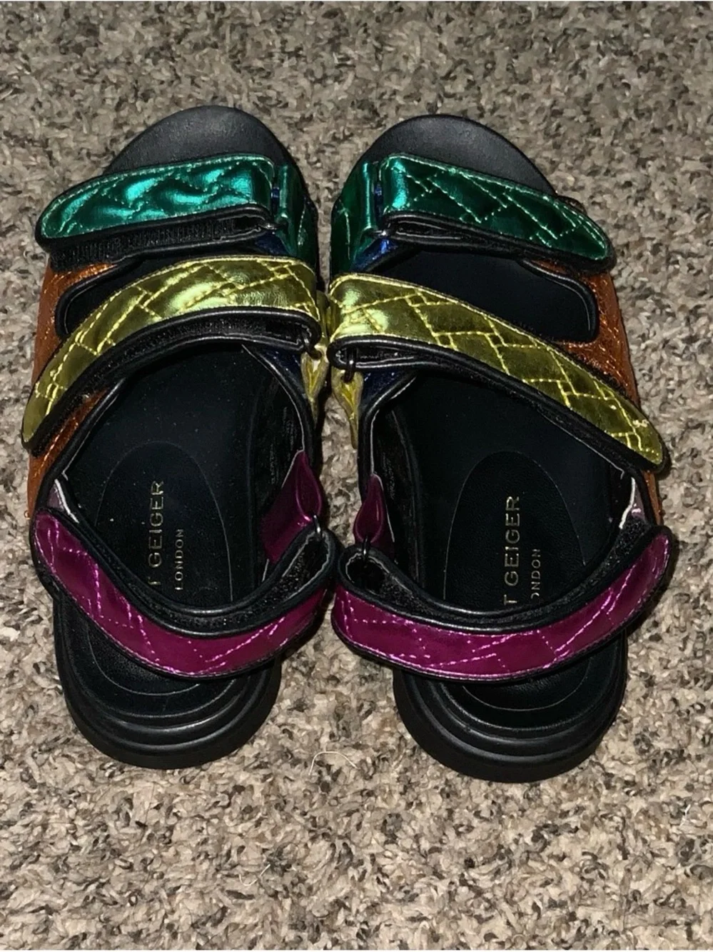 Kurt Geiger Kids Metallic Green, Gold & Orange Strap Sandals